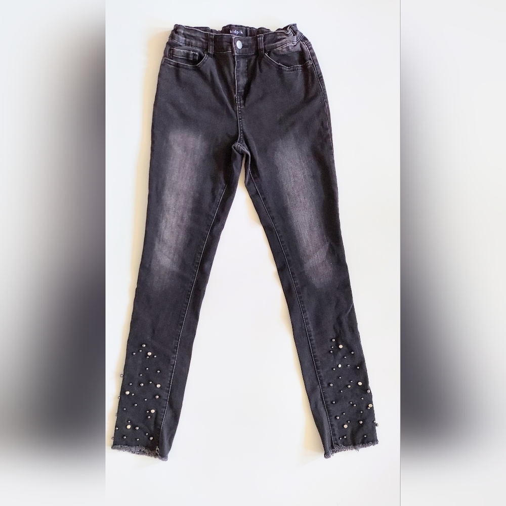 Kidpik Studded Skinny Jeans Black Girls Size 16